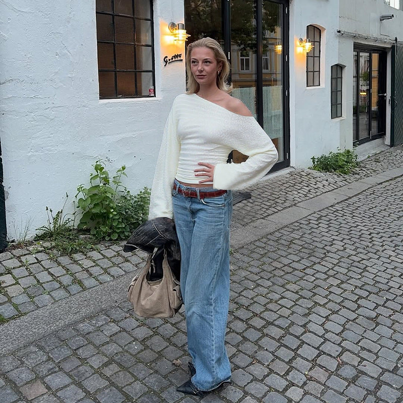 Kvinnor Elegant En-Sidig Halvärmad Top med Modernt Texturerat Design och Matchande Byxor-Eva Jonsson