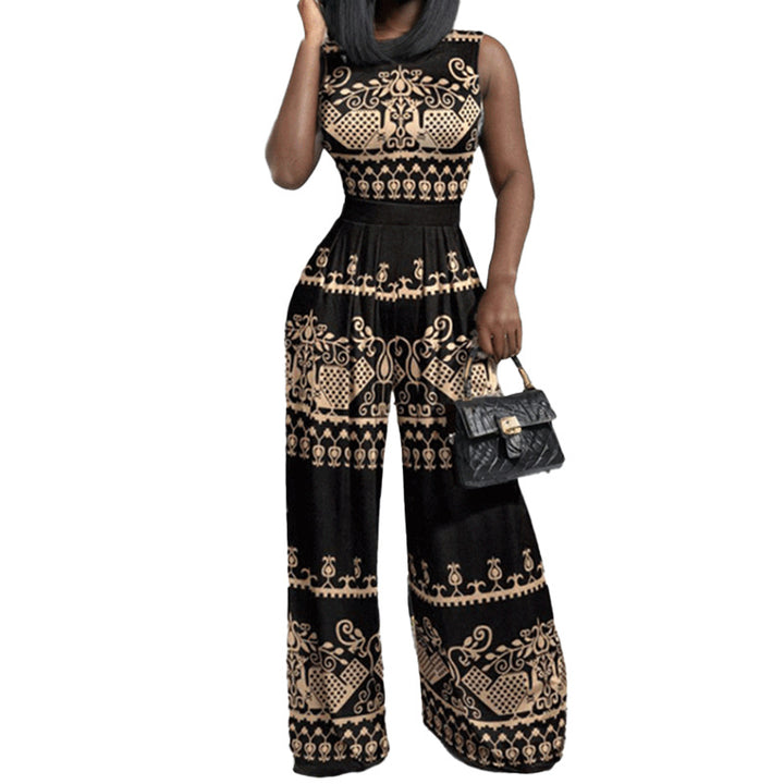 Kvinnor Elegant Jumpsuit med Bred Ben och Blommönster Mirla-Eva Jonsson