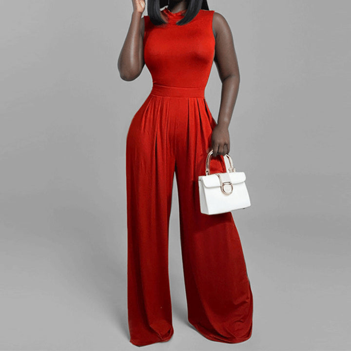 Kvinnor Elegant Jumpsuit med Bred Ben och Blommönster Mirla-Eva Jonsson