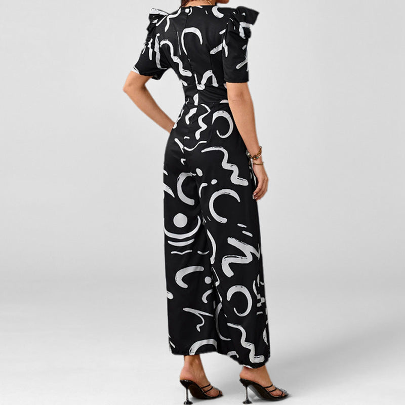 Kvinnor Elegant Jumpsuit med Stilren Grafisk Mönster Mirla-Eva Jonsson
