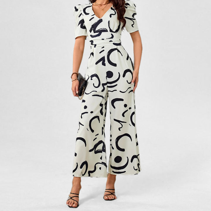 Kvinnor Elegant Jumpsuit med Stilren Grafisk Mönster Mirla-Eva Jonsson