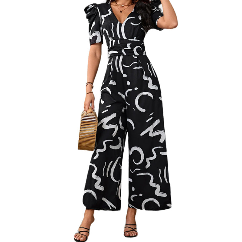 Kvinnor Elegant Jumpsuit med Stilren Grafisk Mönster Mirla-Eva Jonsson