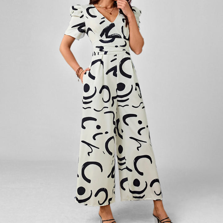 Kvinnor Elegant Jumpsuit med Stilren Grafisk Mönster Mirla-Eva Jonsson