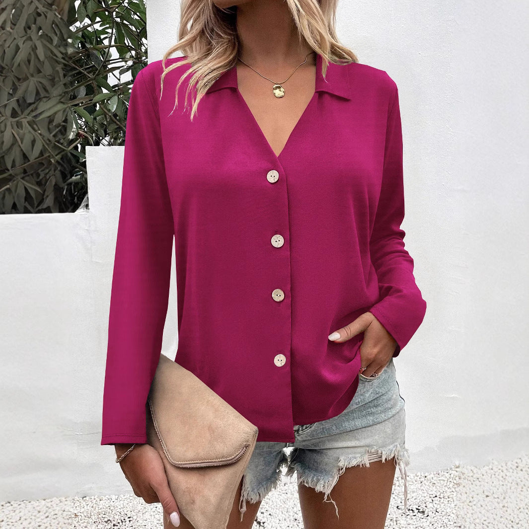 Kvinnor Elegant Långärmad Blus med Knappar Detaljering Mirla-Eva Jonsson