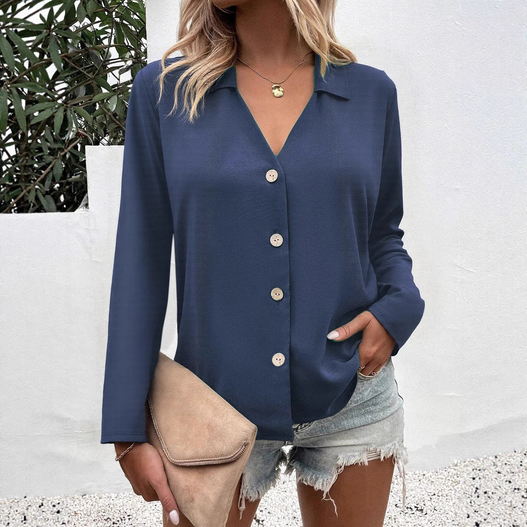 Kvinnor Elegant Långärmad Blus med Knappar Detaljering Mirla-Eva Jonsson