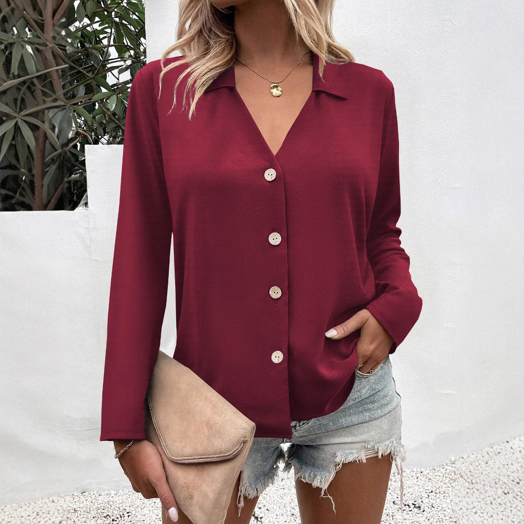 Kvinnor Elegant Långärmad Blus med Knappar Detaljering Mirla-Eva Jonsson