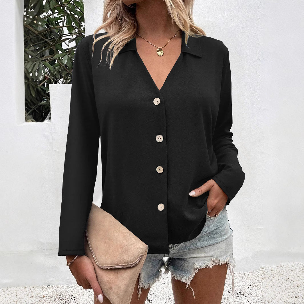 Kvinnor Elegant Långärmad Blus med Knappar Detaljering Mirla-Eva Jonsson