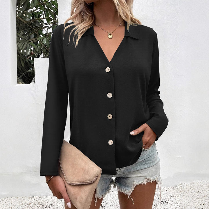 Kvinnor Elegant Långärmad Blus med Knappar Detaljering Mirla-Eva Jonsson