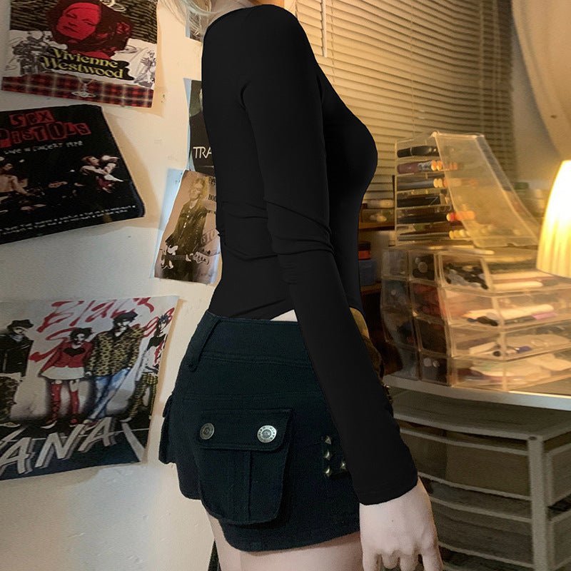 Kvinnor Elegant Långärmad Bodysuit med Bård Mirla-Eva Jonsson