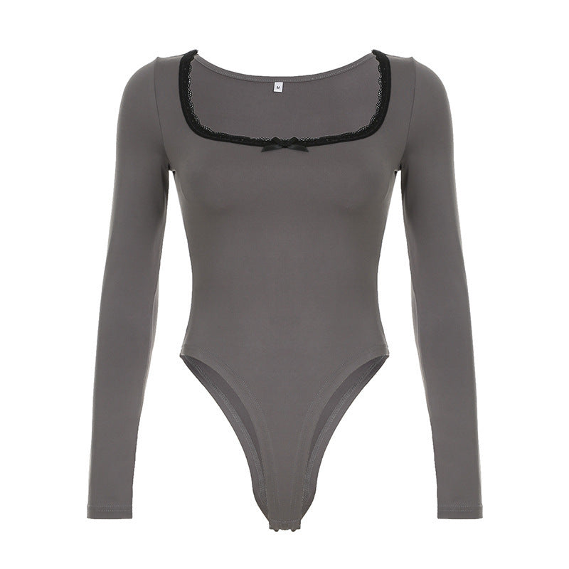Kvinnor Elegant Långärmad Bodysuit med Bård Mirla-Eva Jonsson