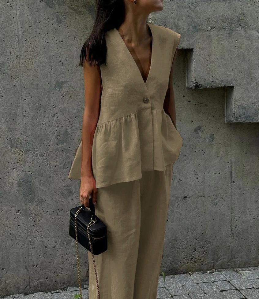 Kvinnor Elegant Linnebyxdress Mirla-Eva Jonsson