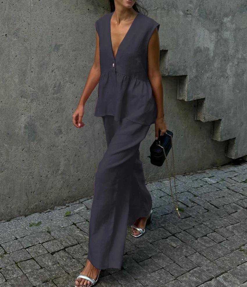 Kvinnor Elegant Linnebyxdress Mirla-Eva Jonsson