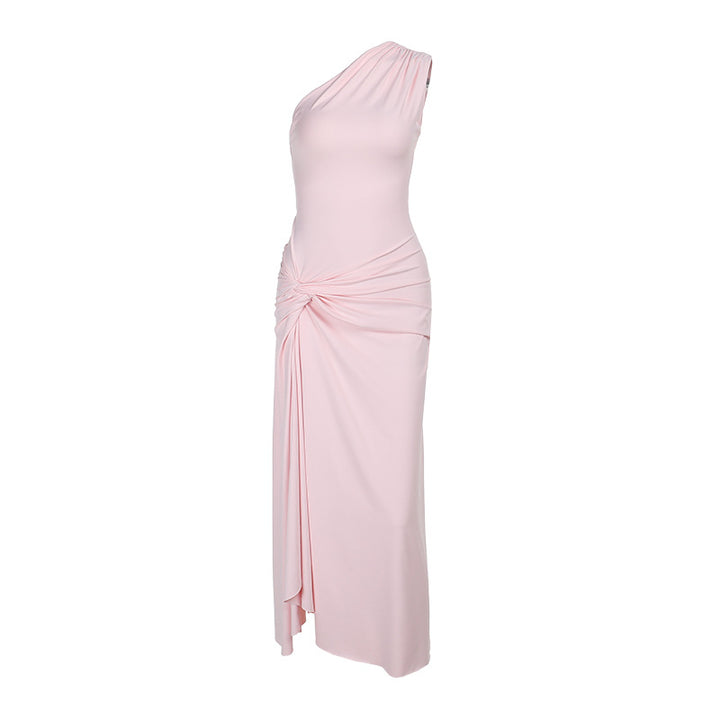 Kvinnor Elegant Maxi Klänning med Asymmetrisk Skärning och Sidsplit Mirla-Eva Jonsson