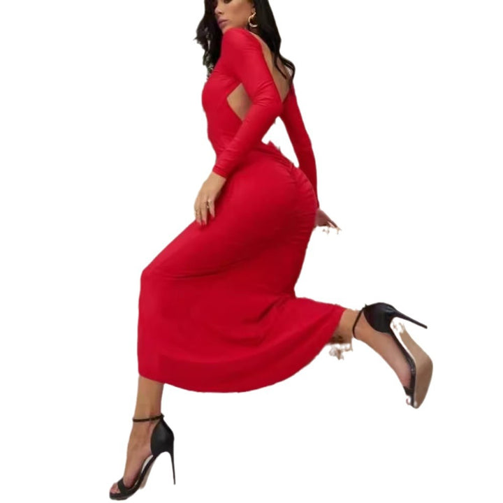 Kvinnor Elegant Maxi Klänning med Cut-Out Detaljer och Lång Ärmar Mirla-Eva Jonsson
