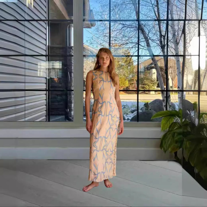 Kvinnor Elegant Maxiklänning med konstfull mönster och raffinerade detaljer Eva Jonsson-Eva Jonsson