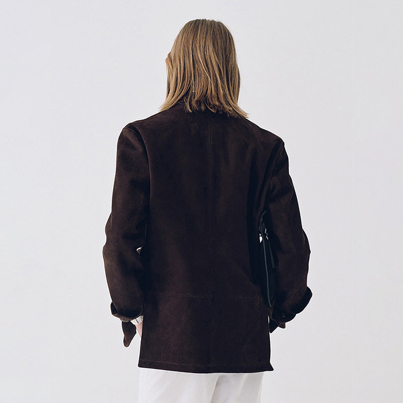 Kvinnor Elegant Mocka Blazer med Praktiska Fickor Mirla-Eva Jonsson