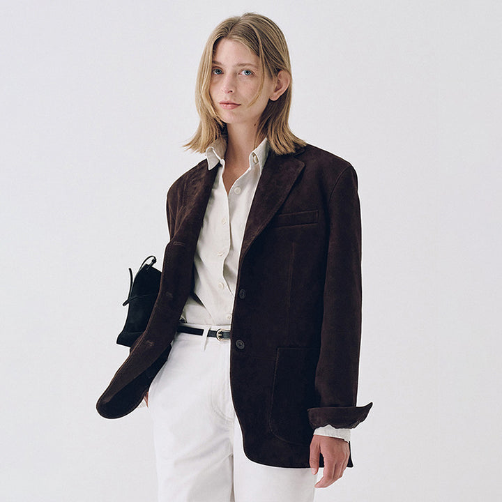 Kvinnor Elegant Mocka Blazer med Praktiska Fickor Mirla-Eva Jonsson