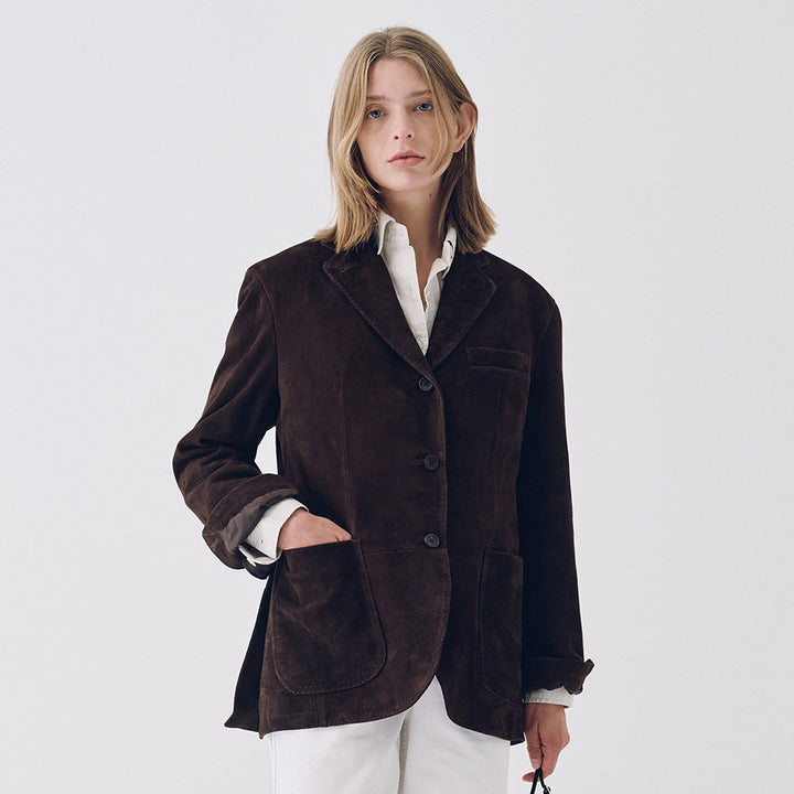 Kvinnor Elegant Mocka Blazer med Praktiska Fickor Mirla-Eva Jonsson