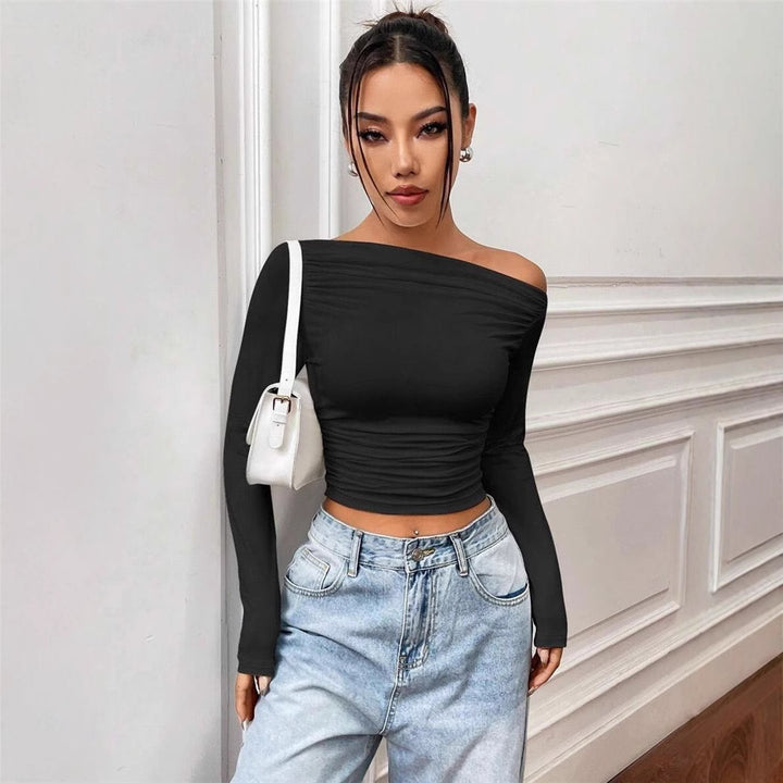 Kvinnor Elegant Off-Shoulder Långärmad topp med figurnära snitt Eva Jonsson-Eva Jonsson