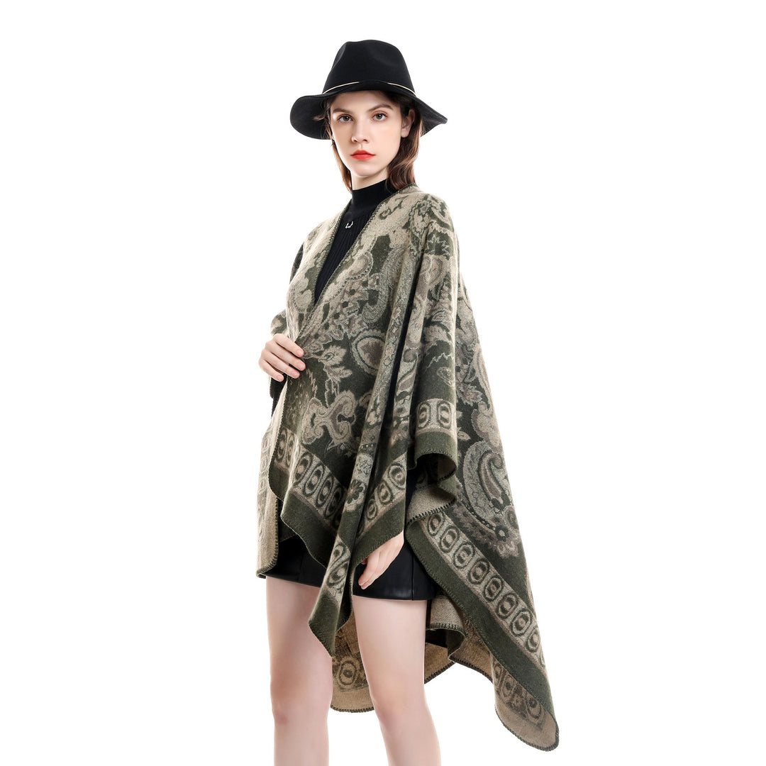Kvinnor Elegant Poncho med Konstfullt Blommönster och Lyxig Känsla Mirla-Eva Jonsson