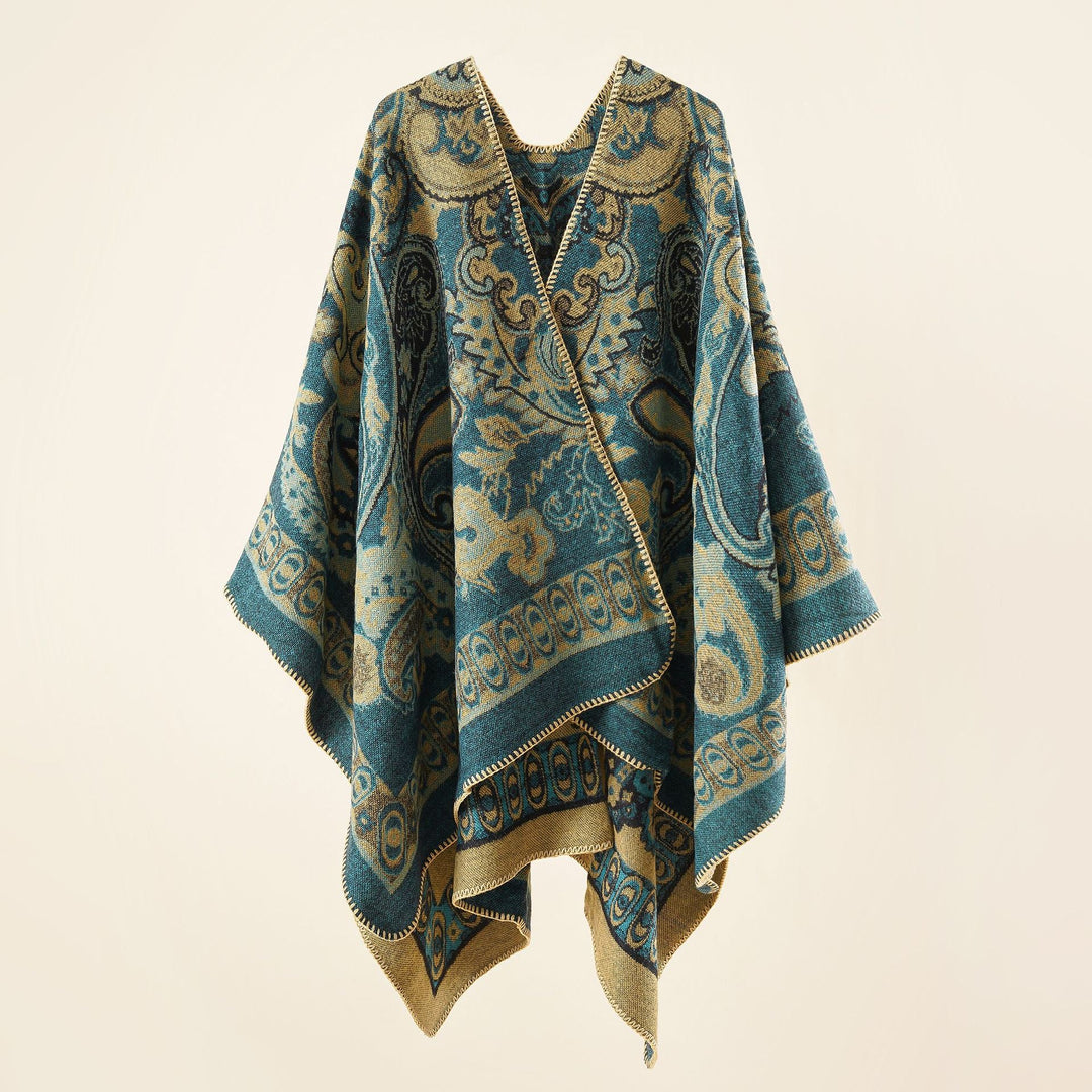 Kvinnor Elegant Poncho med Konstfullt Blommönster och Lyxig Känsla Mirla-Eva Jonsson