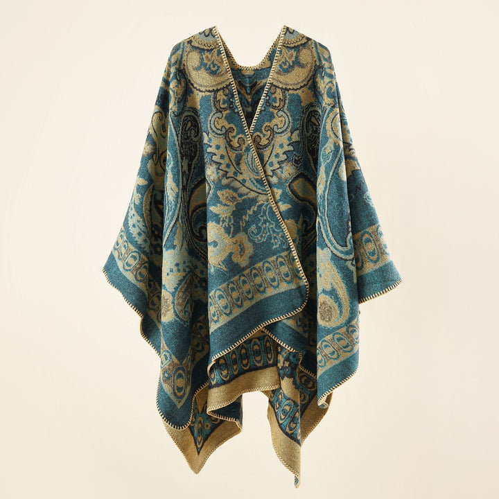 Kvinnor Elegant Poncho med Konstfullt Blommönster och Lyxig Känsla Mirla-Eva Jonsson