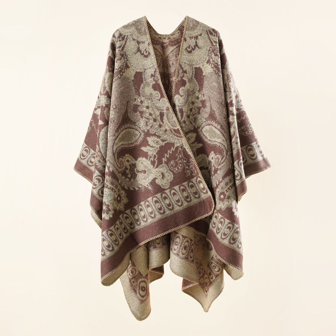 Kvinnor Elegant Poncho med Konstfullt Blommönster och Lyxig Känsla Mirla-Eva Jonsson