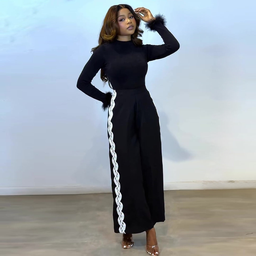 Kvinnor Elegant Set med figurnära topp och vid byxstil Mirla-Eva Jonsson