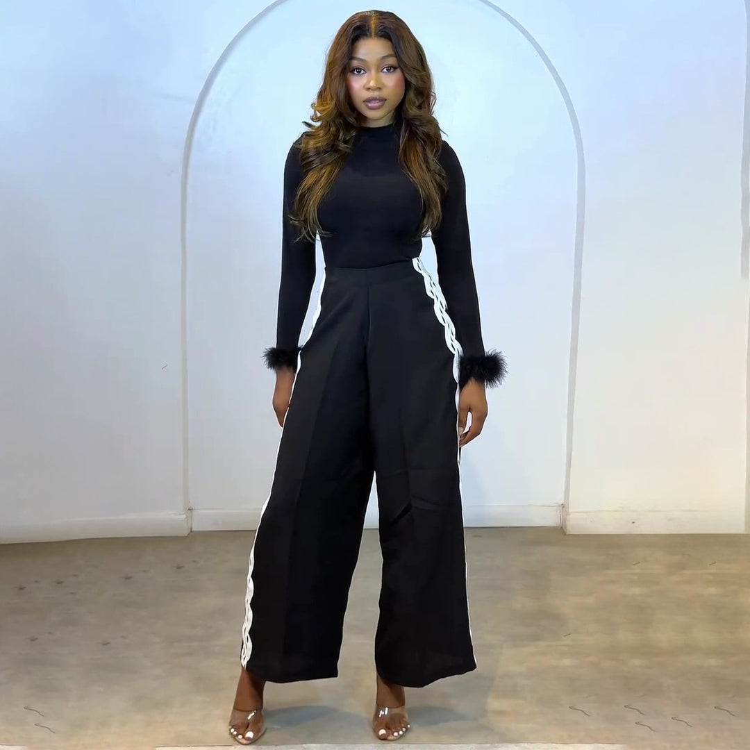 Kvinnor Elegant Set med figurnära topp och vid byxstil Mirla-Eva Jonsson