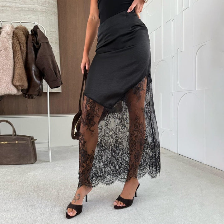 Kvinnor Elegant Spetskjol med Asymmetrisk Skärning Mirla-Eva Jonsson