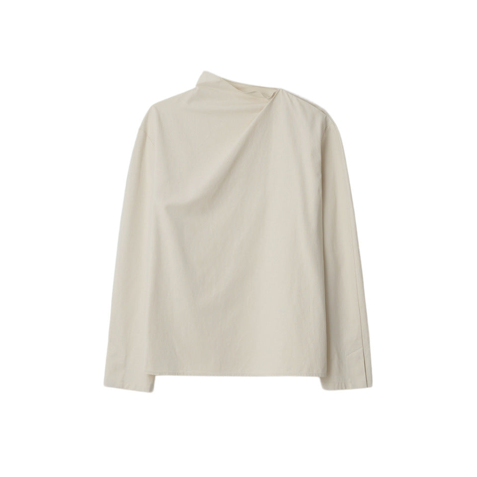 Kvinnor Elegant Top med Asymmetrisk Krage och Långa Ärmar Mirla-Eva Jonsson
