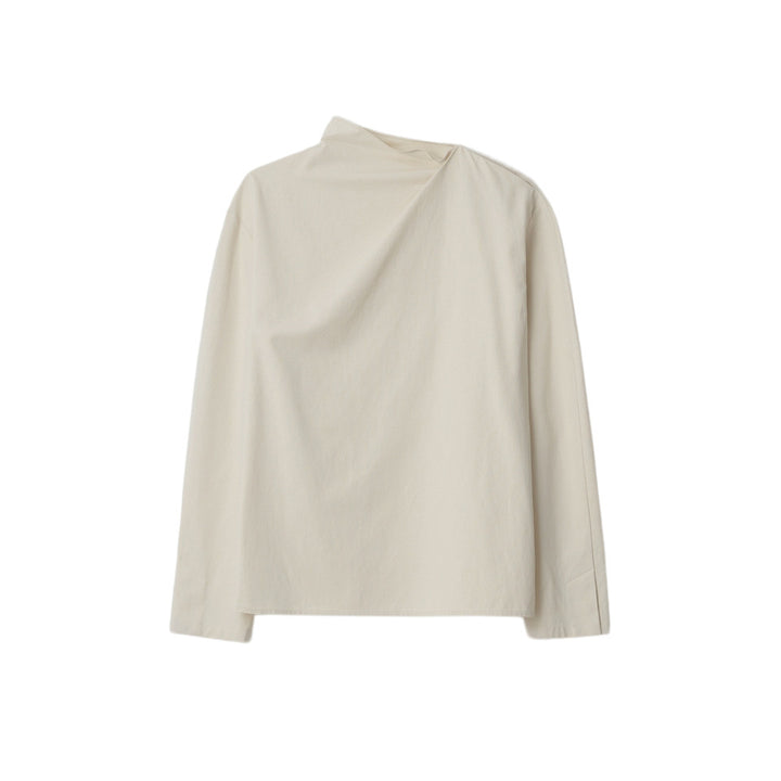 Kvinnor Elegant Top med Asymmetrisk Krage och Långa Ärmar Mirla-Eva Jonsson