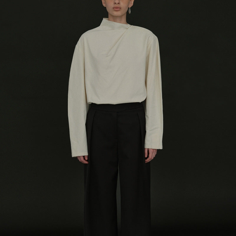 Kvinnor Elegant Top med Asymmetrisk Krage och Långa Ärmar Mirla-Eva Jonsson