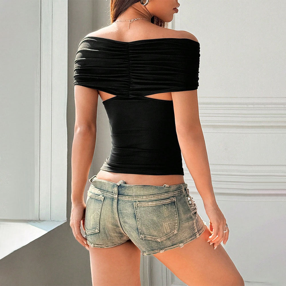 Kvinnor Elegant Top med Off-Shoulder Design och Dekorativa Knutdetaljer Mirla-Eva Jonsson