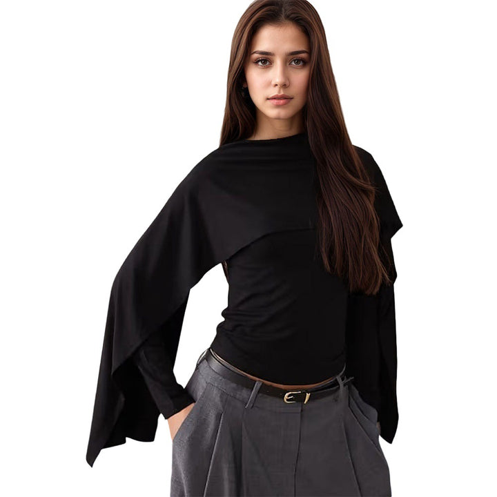 Kvinnor Elegant Topp med Asymmetrisk Design och Bredskurna Ärmar Mirla-Eva Jonsson