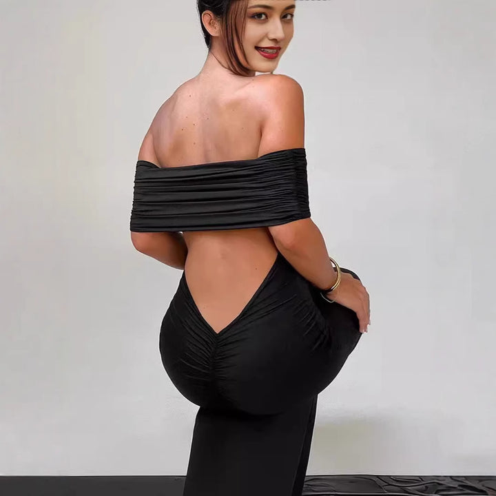 Kvinnor Elegant Wickelkleid med Off-Shoulder-Urringning och figurnära passform Mirla-Eva Jonsson