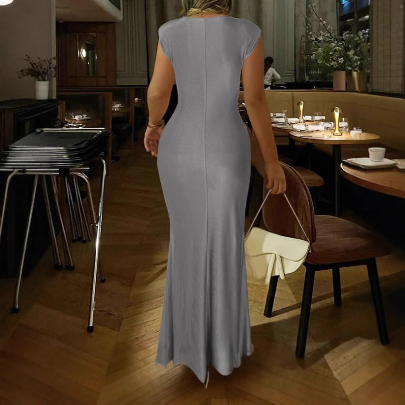 Kvinnor Elegant Wrap Maxiklänning med sidofrilldetalj Mirla-Eva Jonsson
