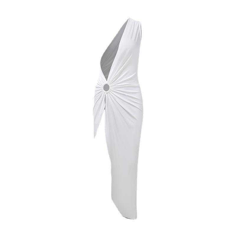 Kvinnor Elegant Wrapklänning med skimrande satin och hög slits Mirla-Eva Jonsson