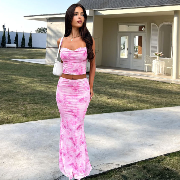 Kvinnor Elegant cropped Top och svängig Maxi-byxa Set Mirla-Eva Jonsson