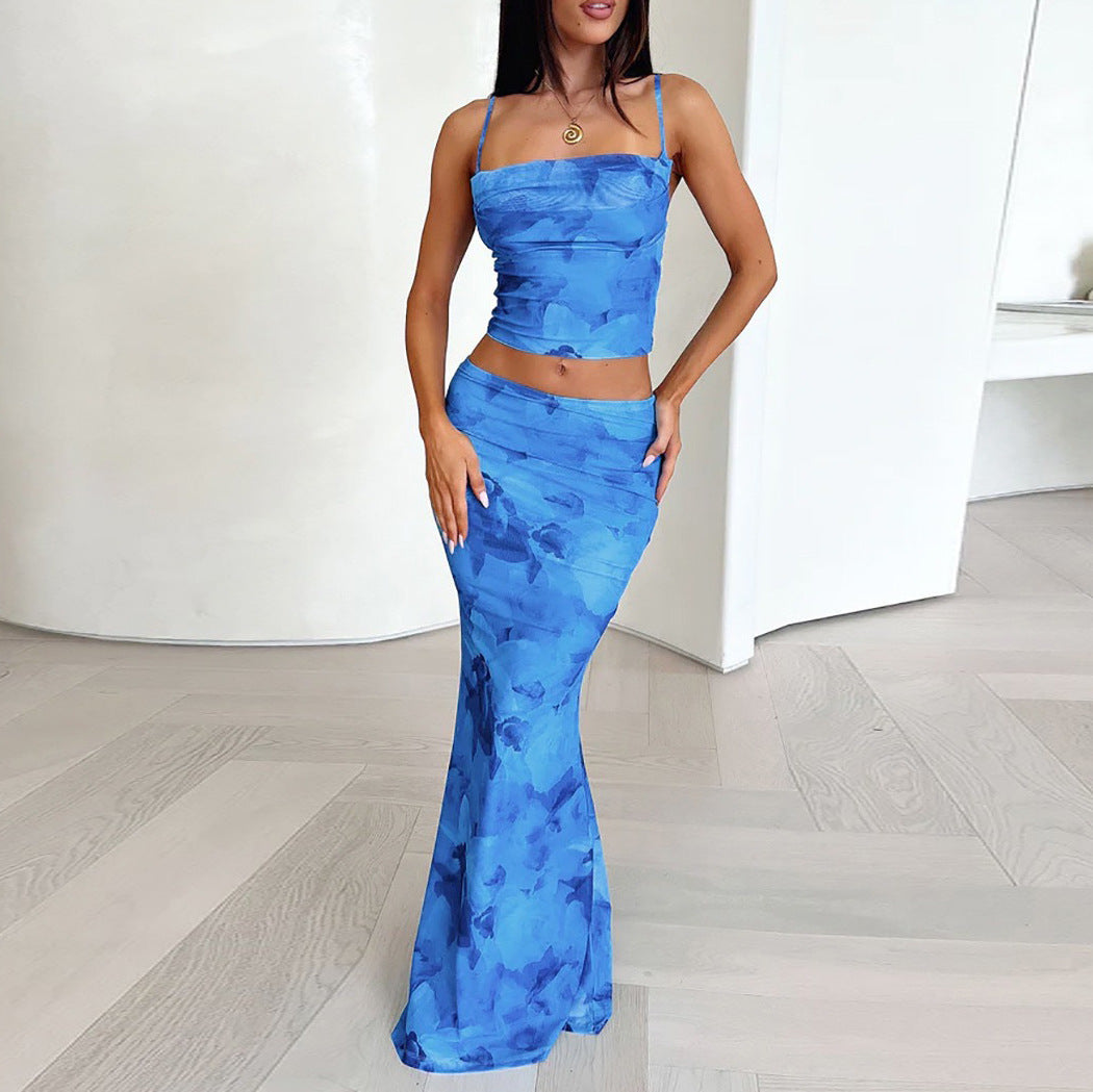 Kvinnor Elegant cropped Top och svängig Maxi-byxa Set Mirla-Eva Jonsson