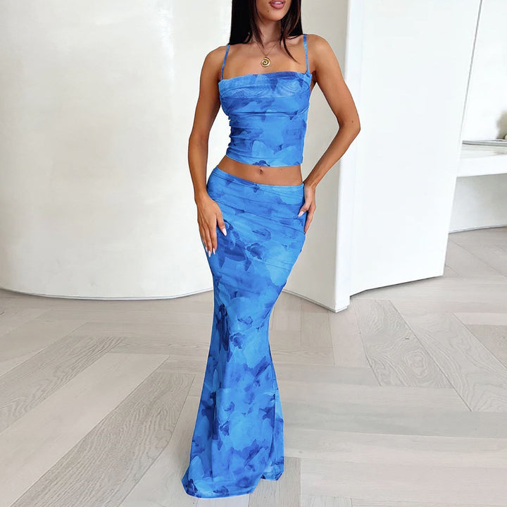 Kvinnor Elegant cropped Top och svängig Maxi-byxa Set Mirla-Eva Jonsson