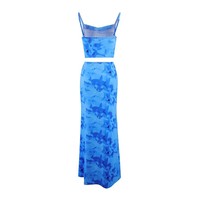 Kvinnor Elegant cropped Top och svängig Maxi-byxa Set Mirla-Eva Jonsson