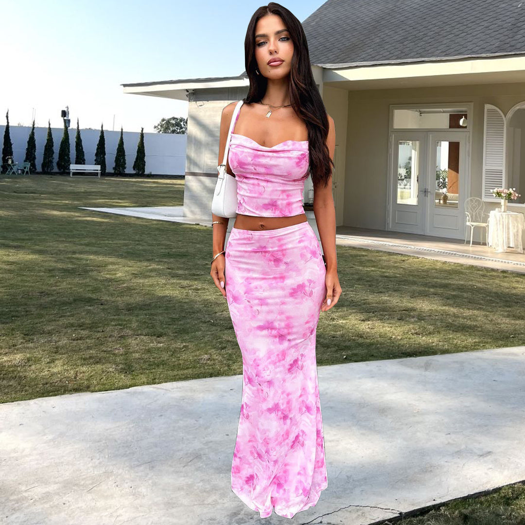 Kvinnor Elegant cropped Top och svängig Maxi-byxa Set Mirla-Eva Jonsson