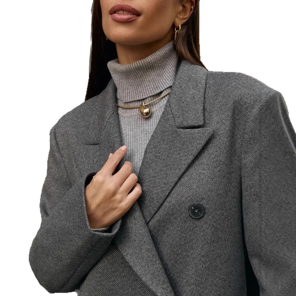 Kvinnor Elegant dubbelknäppt kappa med strukturerade detaljer Mirla-Eva Jonsson