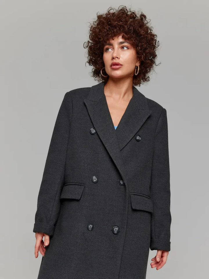 Kvinnor Elegant dubbelknäppt kappa med strukturerade detaljer Mirla-Eva Jonsson