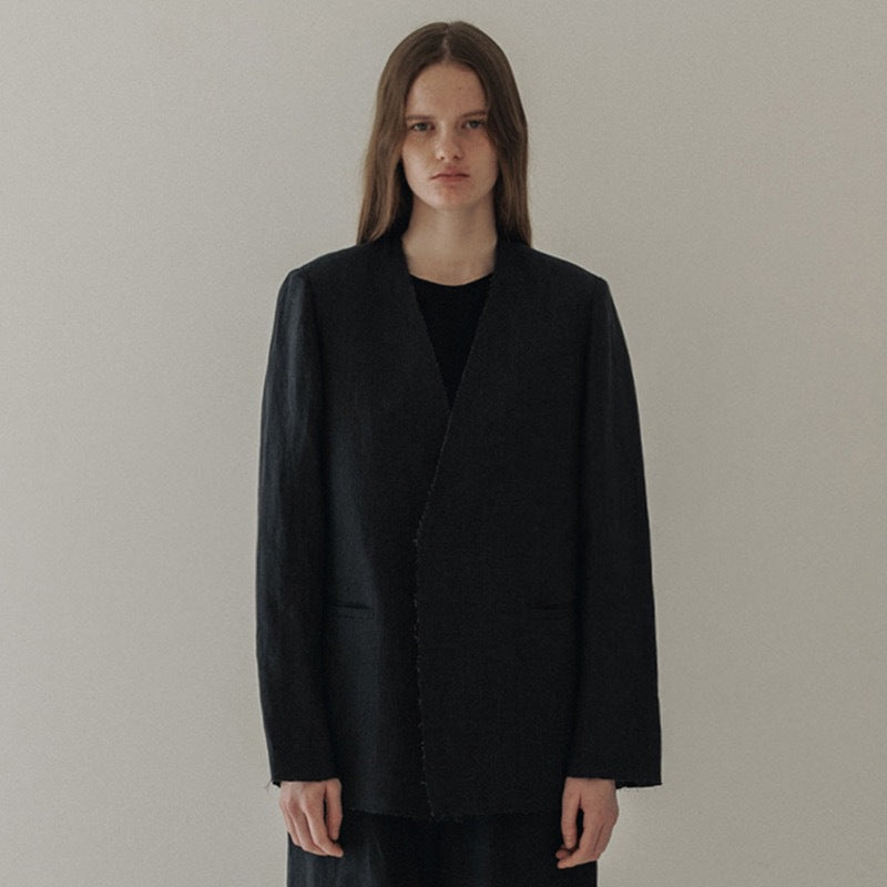 Kvinnor Elegant och Avslappnad Linne Blazer Utan Stängning Mirla-Eva Jonsson