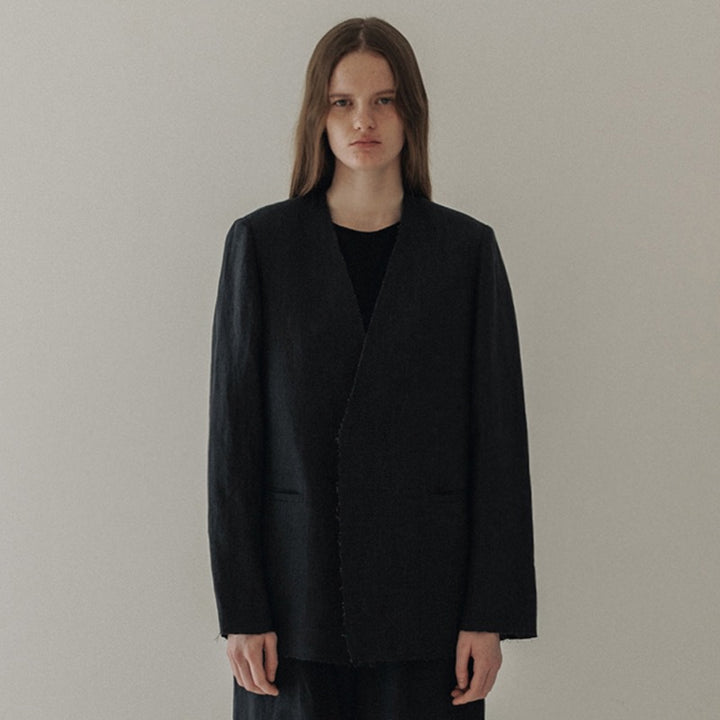 Kvinnor Elegant och Avslappnad Linne Blazer Utan Stängning Mirla-Eva Jonsson