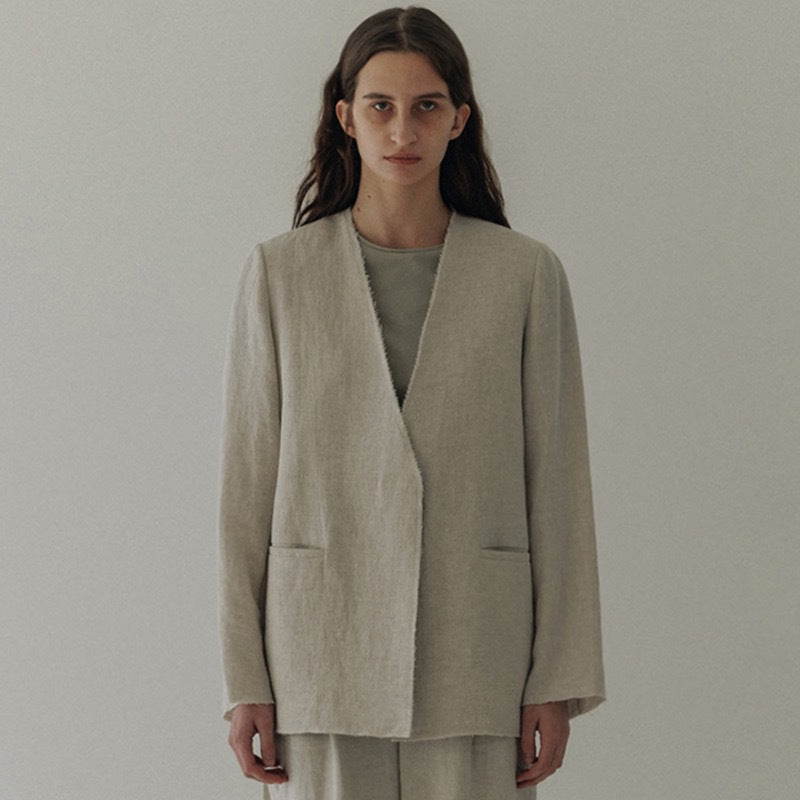 Kvinnor Elegant och Avslappnad Linne Blazer Utan Stängning Mirla-Eva Jonsson