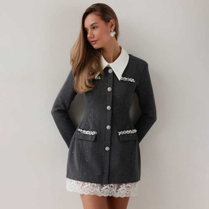 Kvinnor Elegant och figurnära blazer klänning med dekorativa detaljer Mirla-Eva Jonsson