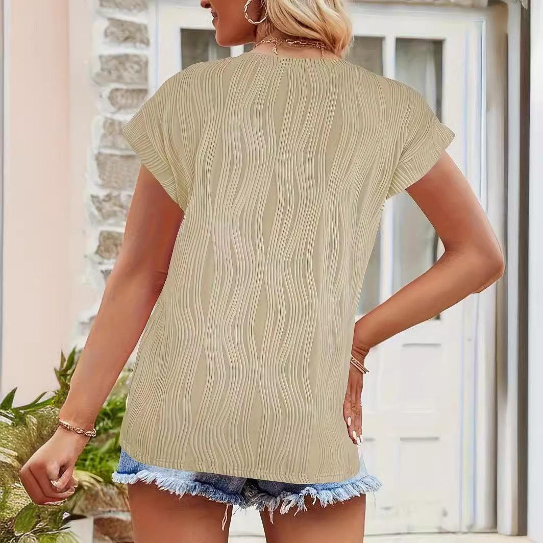 Kvinnor Elegant topp med strukturerat vågmönster och elastisk nederkant Mirla-Eva Jonsson